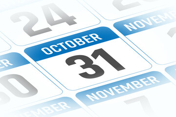 31 October calendar day vector illustration