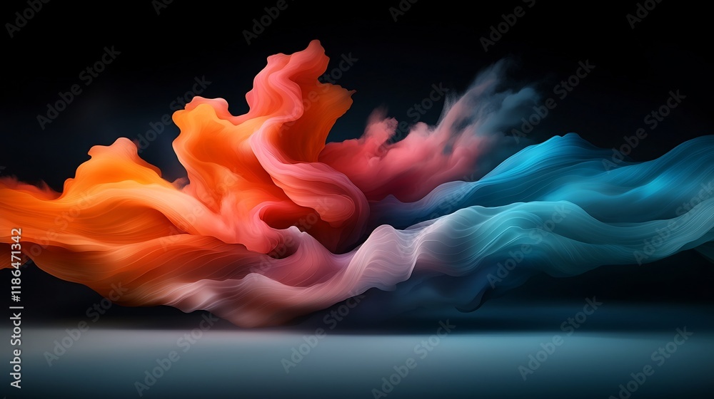 Poster captivating abstract background featuring dynamic iridescent waves that create a sense of depth and 