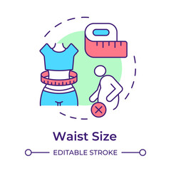 Waist size multi color concept icon. Measuring tape, human body. Obesity management. Round shape line illustration. Abstract idea. Graphic design. Easy to use in infographic, presentation