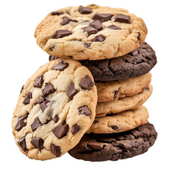 Stacked abstract ephemeral cookies isolated on a transparent background, PNG