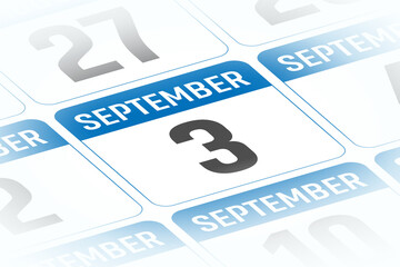 3 September calendar day vector illustration