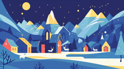 Fototapeta premium A modern nativity scene vector art with clean lines and bright flat colors