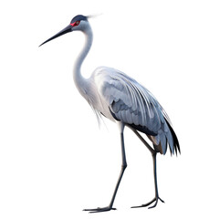 Obraz premium Elegant Crane Standing Gracefully on a Clean Isolated transparent background in Photorealistic Style