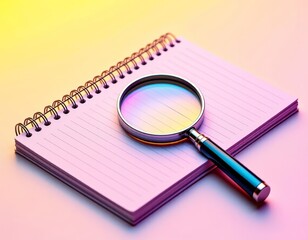 magnifying glass close-up for vaporwave style digital art with copy space