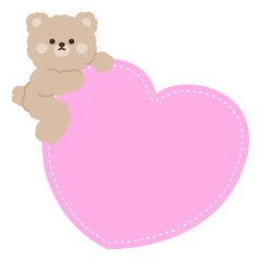 Teddy Bear Holding a Pink Stitched Heart Icon