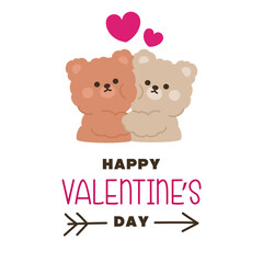 Two Teddy Bears Hugging with Valentine's Day Text