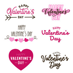 Assorted Valentine's Day Text Design Collection with Hearts and Arrows