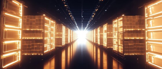 A glowing inventory management system image showcasing product tracking capabilities for commercial use.