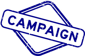 Grunge blue campaign word rubber seal stamp on white background