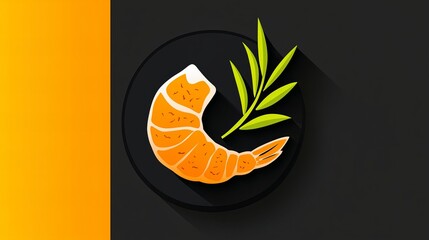 A single, succulent grilled shrimp sits on a dark plate, garnished with a sprig of herbs.  Delicious!