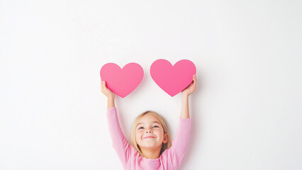 Obraz premium smiling girl with heart shaped balloon