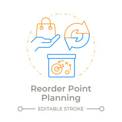 Reorder point planning duo tone concept icon. Orders placement strategy. SAP consumption based regulation. Round two color outline illustration. Abstract vector design. Easy to use in article