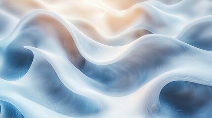 Obraz premium Abstract flowing waves, light blue and white, smooth texture.