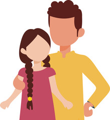 Father And Children Illustration