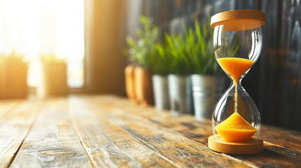 Hourglass Time Passage  With Isolated Yellow Shine Sand