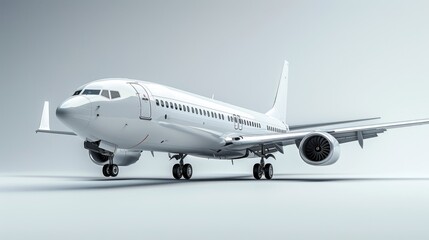 Fototapeta premium White Airplane on a Grey Background