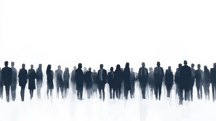 Template with a crowd of business people standing in a line. People crowd. Vector illustration on white background illustration