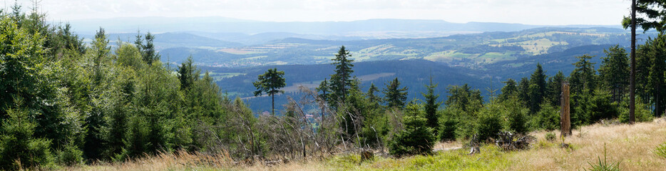Panoramic view of Owl Mountains, Poland