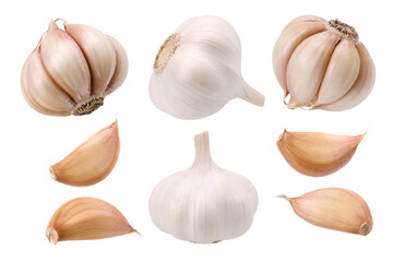 garlic and cloves garlic isolated, transparent PNG, PNG format, Collection, set