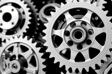 Interlocking Metal Gears Precision Engineering Industrial Machinery Close up