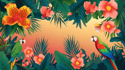 background with parrots