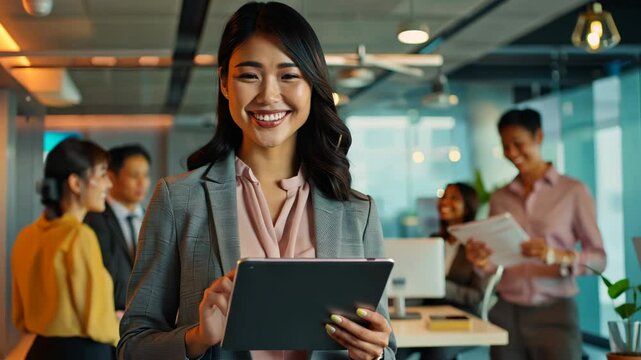 The Professional Businesswoman Holding Tablet