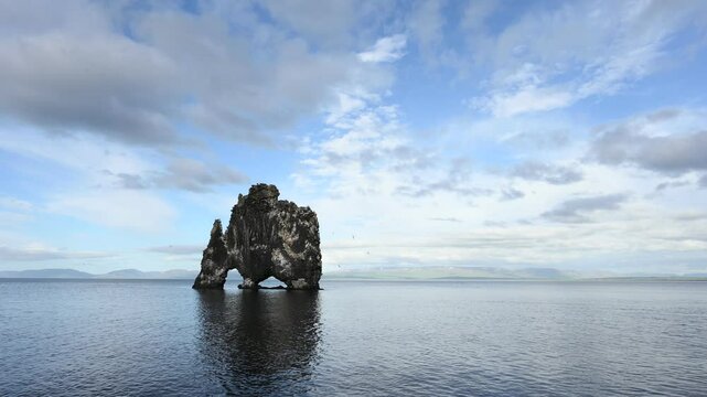Hvitserkur is a spectacular rock in the sea on the Northern coast of Iceland