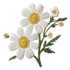 Isolated Chamomile Flower Embroidery Design