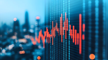 Analyzing audio data trends urban environment digital visualization tech concept