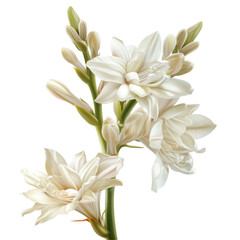 Obraz premium Elegant Tuberose Flowers Isolated on Clean transparent background in Photorealistic Style Perfect for Floral Designs