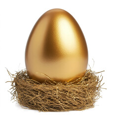 Fototapeta premium golden egg with straw in the nest