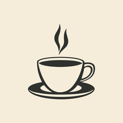 Obraz premium Classic coffee cup silhouette with steam on neutral background