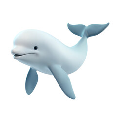 3D Cartoon Beluga Whale Illustration in Light Colors with Cheerful Expression and Playful Pose