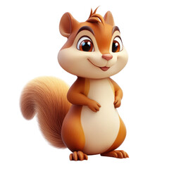 Fototapeta premium Cute 3D Cartoon Chipmunk Character with Playful Expression on transparent background