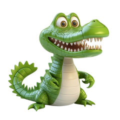 Naklejka premium Cartoon Crocodile Character in 3D Style with Bright Colors on a transparent background