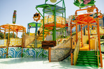 waterpark water slides aquapark summer playing and swimming for children fun 