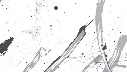 Minimalist Black and White Abstract Wallpaper with Bold Brush Strokes and Dynamic Splatters Generative AI