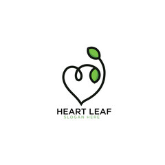 Illustration modern abstract heart or love sign with nature leaf logo design