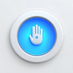 Fototapeta premium Serene White Hand Icon: Minimalist Blue Circular Design