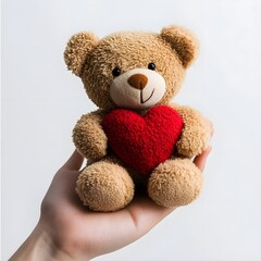 Obraz premium teddy bear with heart shaped pillow in a hand