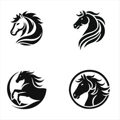 black and white horse icons