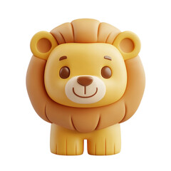 Fototapeta premium Cute 3D Cartoon Lion Character with Soft Features on a Plain transparent background