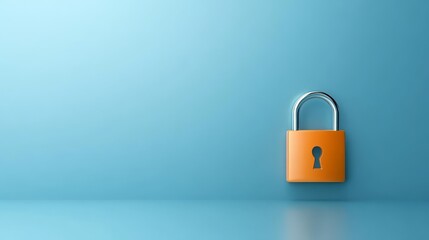 Data protection and digital security, a detailed closeup of padlock on blue background