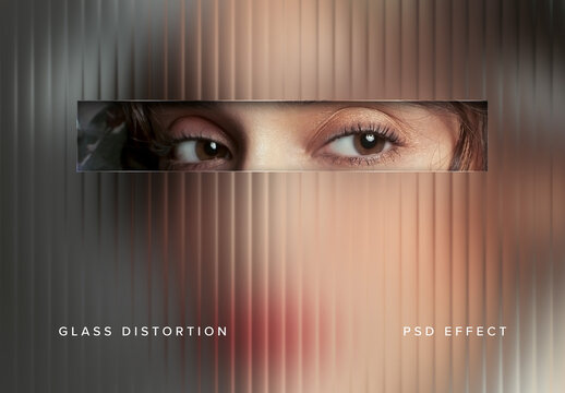 Reeded Glass Distortion Image Effect Mockup