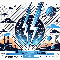 abstract background with cloud and lightning 