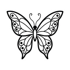Intricate Black and White Butterfly Vector - Ornamental Design with Elegant Patterns for Creative Projects