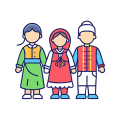 children in traditional dress vector icon, eid al-fitr vector illustration - simple illustration of children in traditional dress perfect for logos, and eid al-fitr-themed designs.