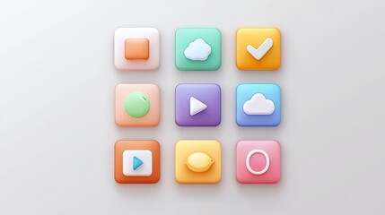 Colorful app icons collection, enhance your mobile and web interface design with vibrant modern symbols