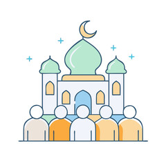 eid prayers congregation vector icon, eid al-fitr vector illustration - simple illustration of eid prayers congregation perfect for logos, and eid al-fitr-themed designs.
