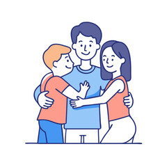 family hug vector icon, eid al-fitr vector illustration - simple illustration of family hug perfect for logos, and eid al-fitr-themed designs.